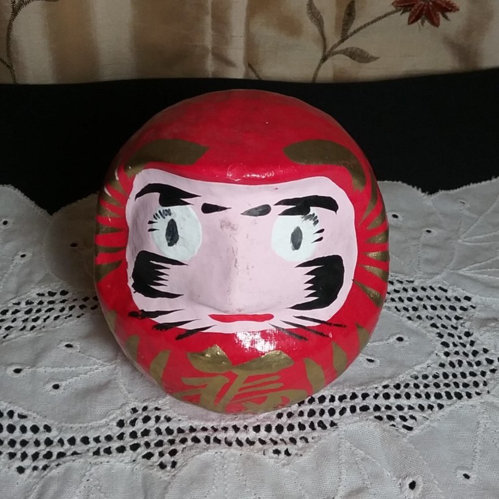 Vtg Red Daruma Doll Japan Luck Prosperity Success